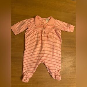 Ralph Lauren Pink and White Striped Footie